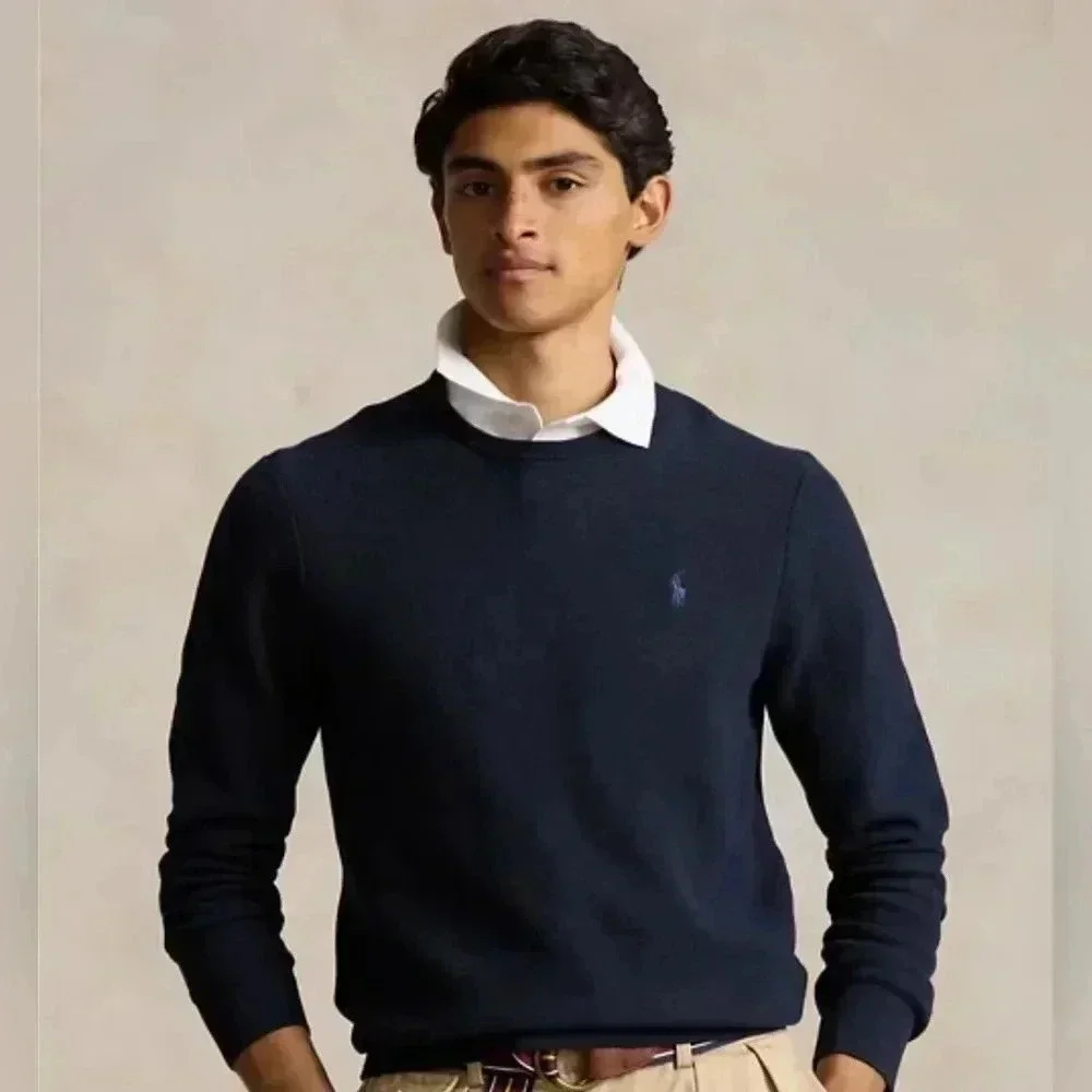 Vintage Polo by Ralph Lauren Men's Textured Cotton Crewneck Sweater-size L-EUC🐎